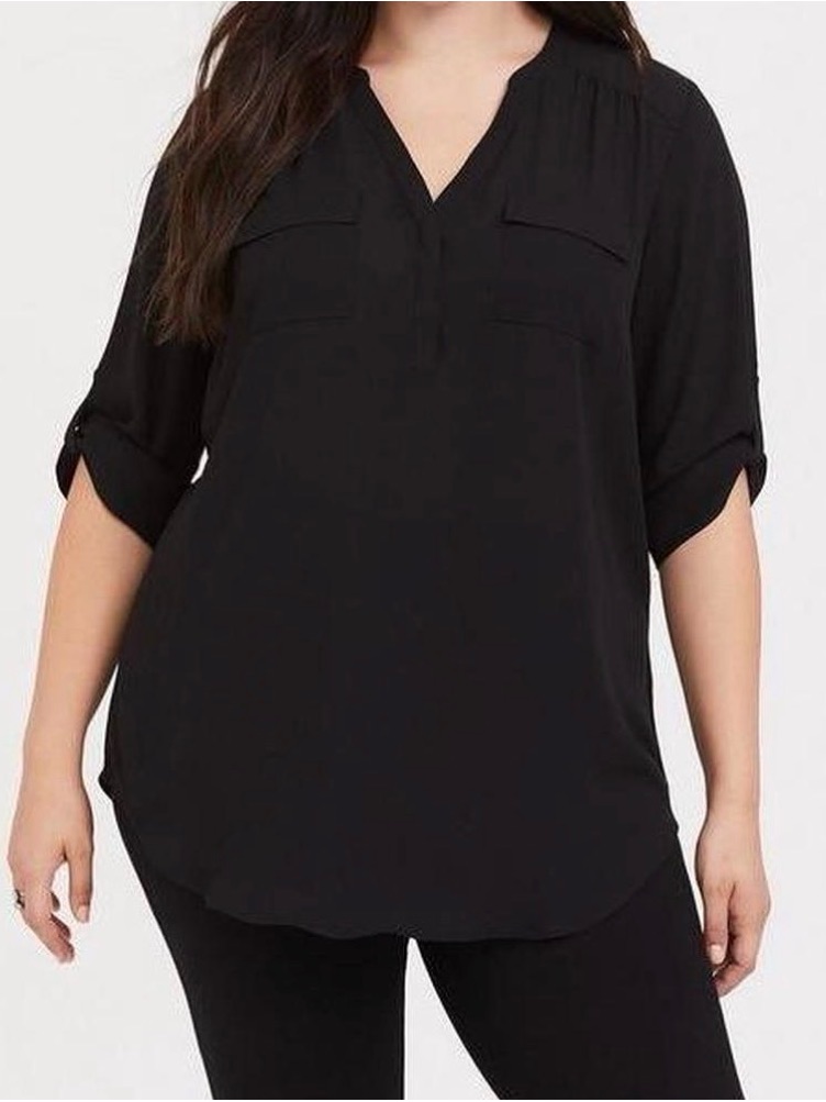 Torrid Harper Black Tunic With Chest Flap Pockets Size 2 (18/20)